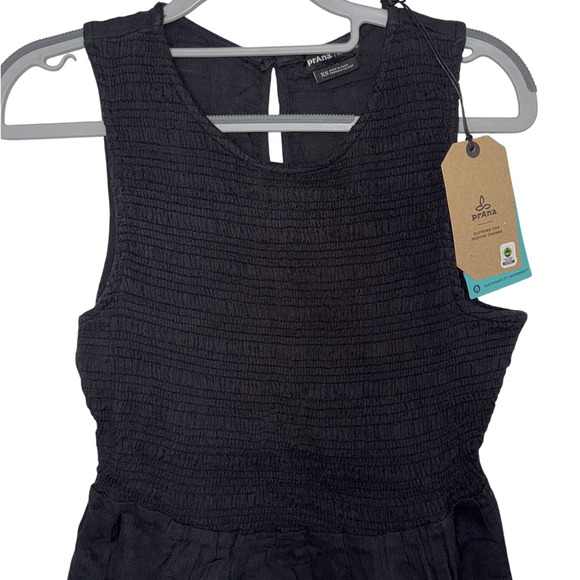 Prana Seakissed Dress Sleeveless Smoked Bodice Pockets - Black Size Small - $99 - Picture 5 of 10